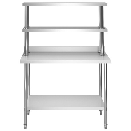 vidaXL Keukenwerktafel met bovenschap 120x60x150 cm roestvrij staal afbeelding3 - 1