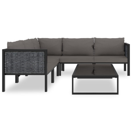 vidaXL 6-delige Loungeset met kussens poly rattan antraciet afbeelding3 - 1