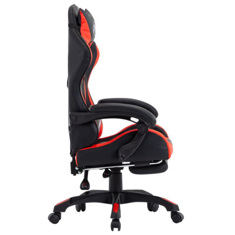 vidaXL Racestoel met voetensteun kunstleer rood en zwart afbeelding3 - 1