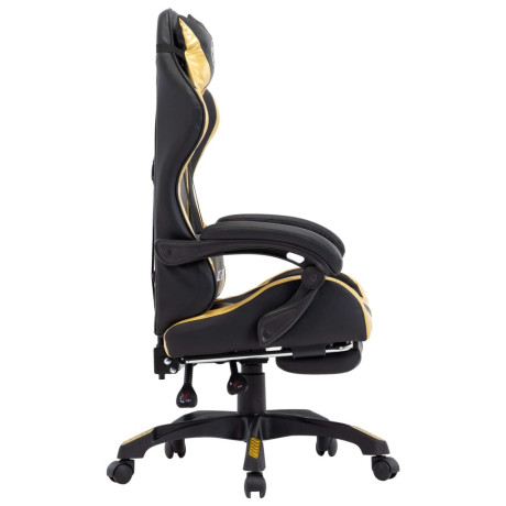 vidaXL Racestoel met voetensteun kunstleer goudkleurig en zwart afbeelding3 - 1
