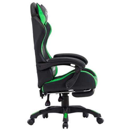 vidaXL Racestoel met voetensteun kunstleer groen en zwart afbeelding3 - 1