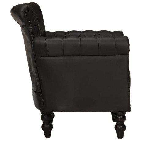 vidaXL Fauteuil echt geitenleer zwart afbeelding3 - 1