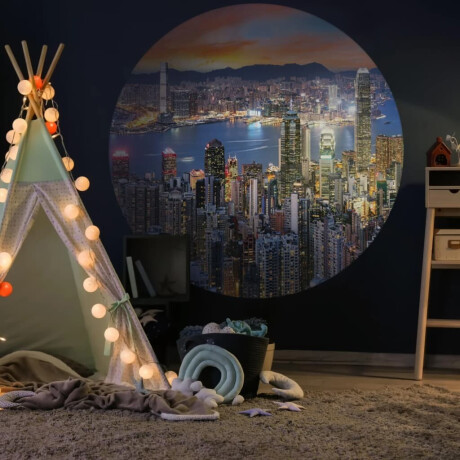 WallArt Behangcirkel Skyline by Night 190 cm afbeelding3 - 1