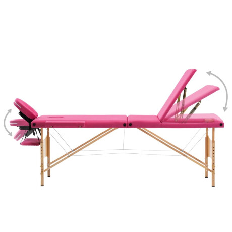vidaXL Massagetafel inklapbaar 3 zones hout roze afbeelding3 - 1