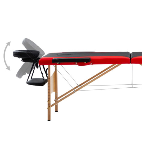 vidaXL Massagetafel inklapbaar 2 zones hout zwart en rood afbeelding3 - 1