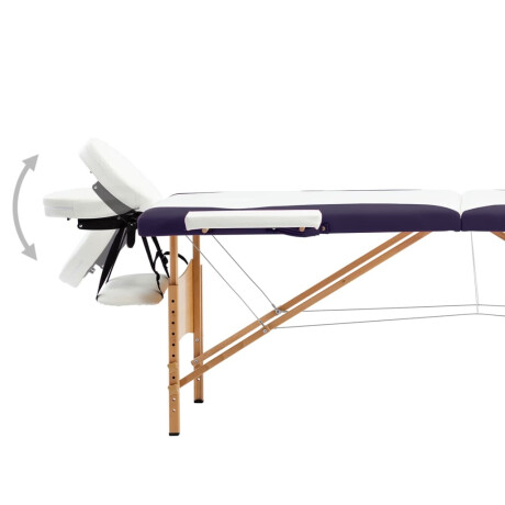 vidaXL Massagetafel inklapbaar 2 zones hout wit en paars afbeelding3 - 1