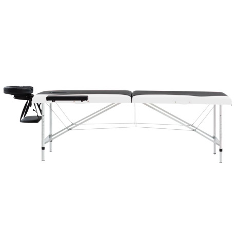 vidaXL Massagetafel inklapbaar 2 zones aluminium zwart en wit afbeelding3 - 1