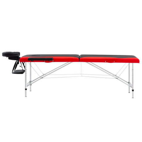 vidaXL Massagetafel inklapbaar 2 zones aluminium zwart en rood afbeelding3 - 1