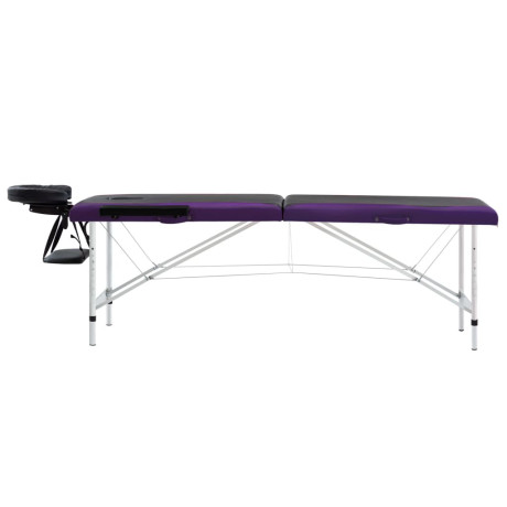 vidaXL Massagetafel inklapbaar 2 zones aluminium zwart en paars afbeelding3 - 1