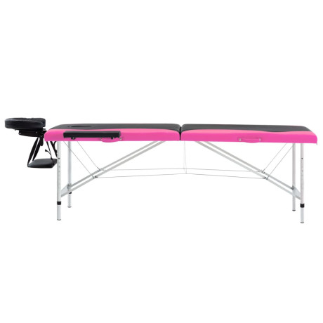 vidaXL Massagetafel inklapbaar 2 zones aluminium zwart en roze afbeelding3 - 1