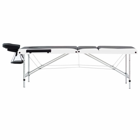 vidaXL Massagetafel inklapbaar 3 zones aluminium zwart en wit afbeelding3 - 1