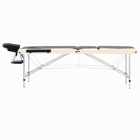 vidaXL Massagetafel inklapbaar 3 zones aluminium zwart en beige afbeelding3 - 1
