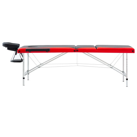 vidaXL Massagetafel inklapbaar 3 zones aluminium zwart en rood afbeelding3 - 1