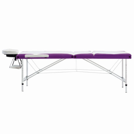 vidaXL Massagetafel inklapbaar 3 zones aluminium wit en paars afbeelding3 - 1