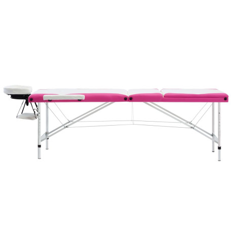 vidaXL Massagetafel inklapbaar 3 zones aluminium wit en roze afbeelding3 - 1