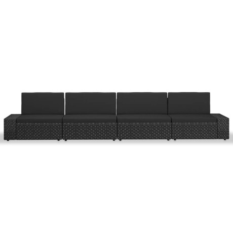 vidaXL 4-delige Loungeset poly rattan zwart afbeelding3 - 1
