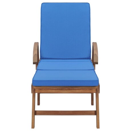 vidaXL Ligbedden met kussens 2 st massief teakhout blauw afbeelding3 - 1