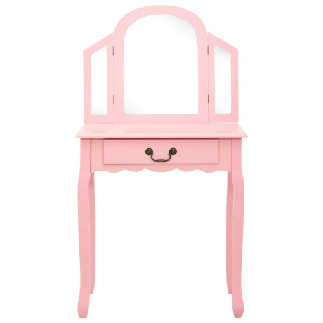 vidaXL Kaptafel met kruk 65x36x128 cm paulowniahout MDF roze afbeelding3 - 1