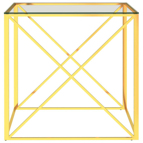 vidaXL Salontafel 55x55x55 cm roestvrij staal en glas goudkleurig afbeelding3 - 1