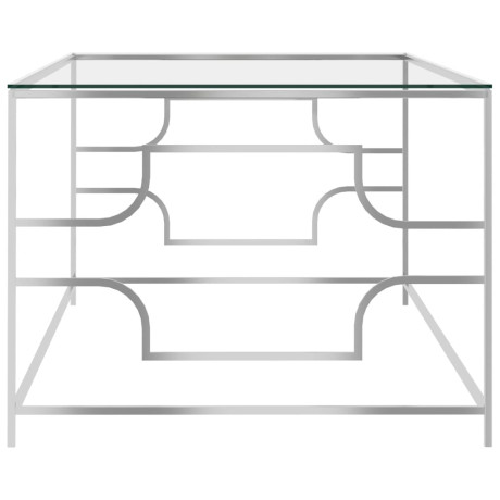 vidaXL Salontafel 120x60x45 cm roestvrij staal en glas zilverkleurig afbeelding3 - 1