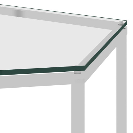 vidaXL Salontafel 60x53x50 cm roestvrij staal en glas zilverkleurig afbeelding3 - 1