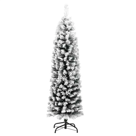 vidaXL Kunstkerstboom met sneeuw smal 150 cm PVC groen afbeelding3 - 1