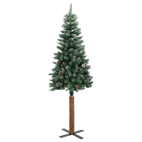 vidaXL Kerstboom met echt hout en sneeuw smal 180 cm groen afbeelding3 - 1