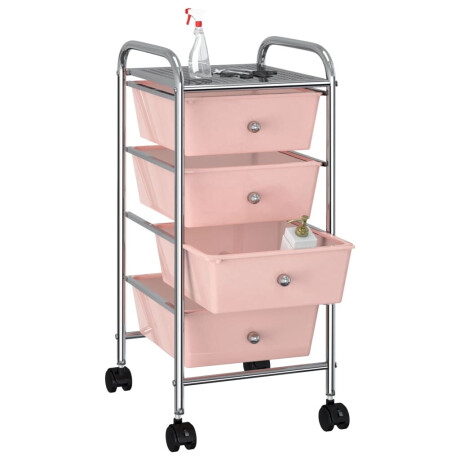 vidaXL Opbergtrolley met 4 lades mobiel kunststof roze afbeelding3 - 1