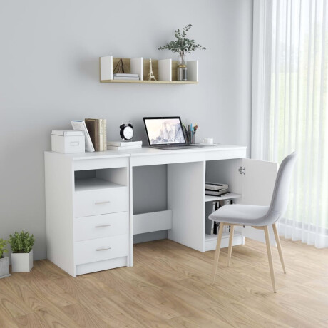 vidaXL Bureau 140x50x76 cm bewerkt hout wit afbeelding3 - 1