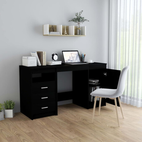 vidaXL Bureau 140x50x76 cm bewerkt hout zwart afbeelding3 - 1