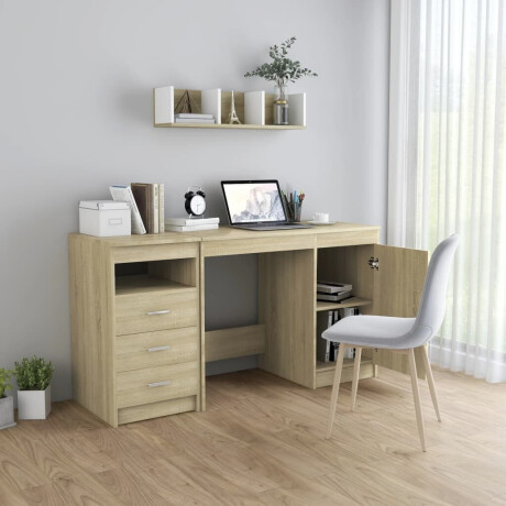 vidaXL Bureau 140x50x76 cm bewerkt hout sonoma eikenkleurig afbeelding3 - 1