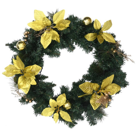 vidaXL Kerstkrans met LED lampjes 60 cm PVC groen afbeelding3 - 1