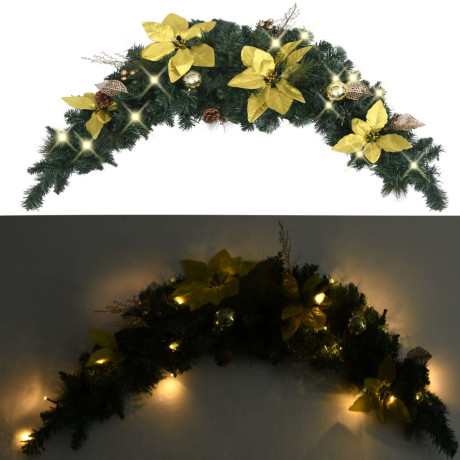 vidaXL Kerstboog met LED-lampjes 90 cm PVC groen afbeelding3 - 1