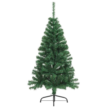 vidaXL Kunstkerstboom met standaard half 150 cm PVC groen afbeelding3 - 1