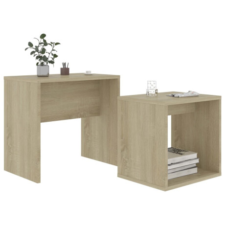 vidaXL Salontafelset 48x30x45 cm bewerkt hout sonoma eikenkleurig afbeelding3 - 1