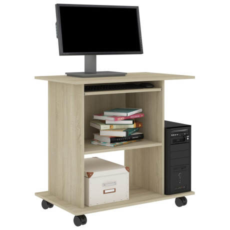 vidaXL Computerbureau 80x50x75 cm bewerkt hout sonoma eikenkleurig afbeelding3 - 1