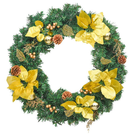 vidaXL Kerstkrans met LED-verlichting Groen 60 cm PVC afbeelding3 - 1