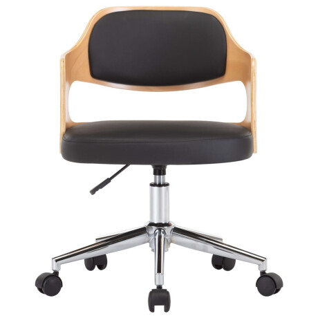 vidaXL Eetkamerstoelen draaibaar 6 st gebogen hout en kunstleer zwart afbeelding3 - 1
