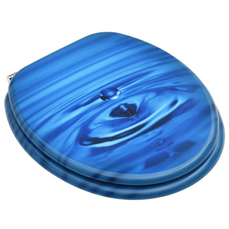 vidaXL Toiletbril met deksel waterdruppel MDF blauw afbeelding3 - 1