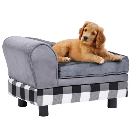 vidaXL Hondenbank 57x34x36 cm pluche grijs afbeelding3 - 1