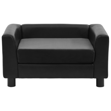 vidaXL Hondenbank 60x43x30 cm pluche en kunstleer zwart afbeelding3 - 1