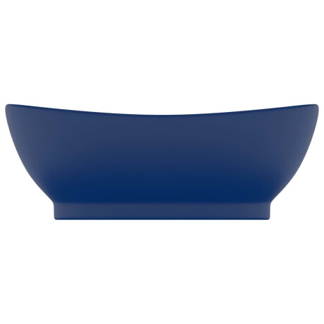vidaXL Wastafel met overloop ovaal 58,5x39 cm keramiek mat donkerblauw afbeelding3 - 1