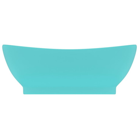 vidaXL Wastafel met overloop ovaal 58,5x39 cm keramiek mat lichtgroen afbeelding3 - 1