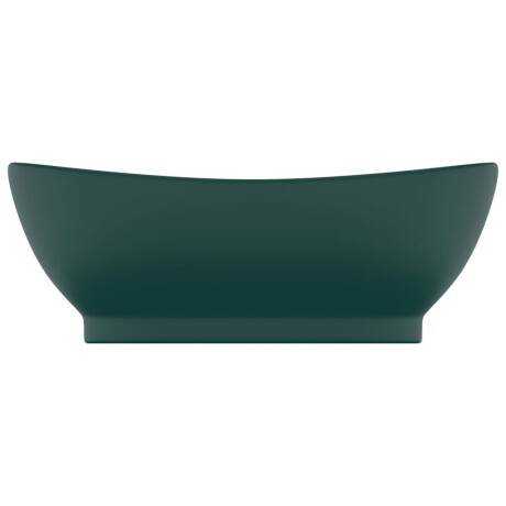 vidaXL Wastafel met overloop ovaal 58,5x39 cm keramiek mat donkergroen afbeelding3 - 1