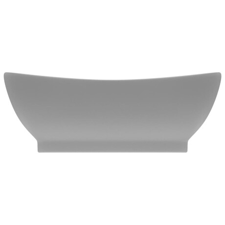 vidaXL Wastafel met overloop ovaal 58,5x39 cm keramiek mat lichtgrijs afbeelding3 - 1
