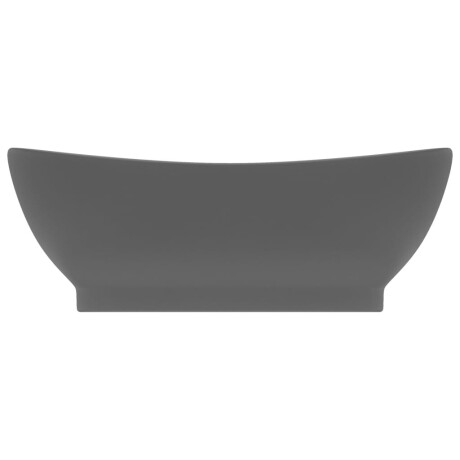 vidaXL Wastafel met overloop ovaal 58,5x39 cm keramiek mat donkergrijs afbeelding3 - 1