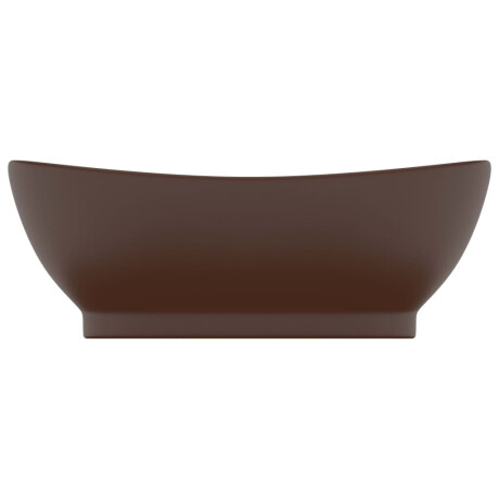 vidaXL Wastafel met overloop ovaal 58,5x39 cm keramiek mat donkerbruin afbeelding3 - 1