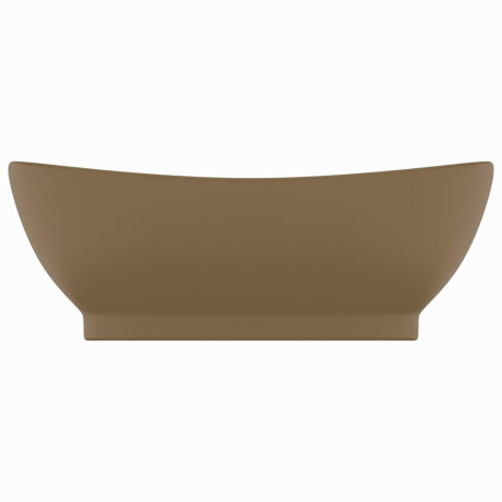vidaXL Wastafel met overloop ovaal 58,5x39 cm keramiek matcrème afbeelding3 - 1