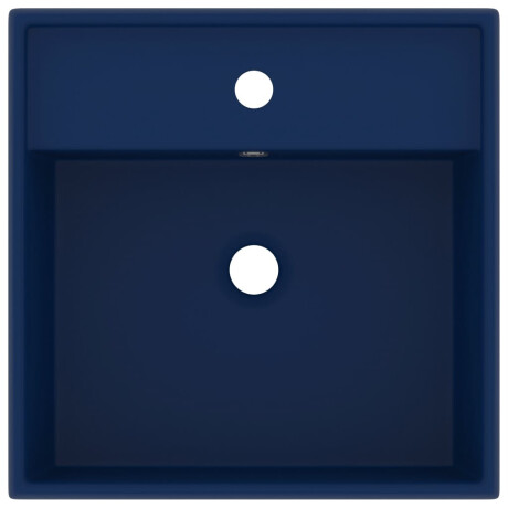 vidaXL Wastafel met overloop vierkant 41x41cm keramiek mat donkerblauw afbeelding3 - 1