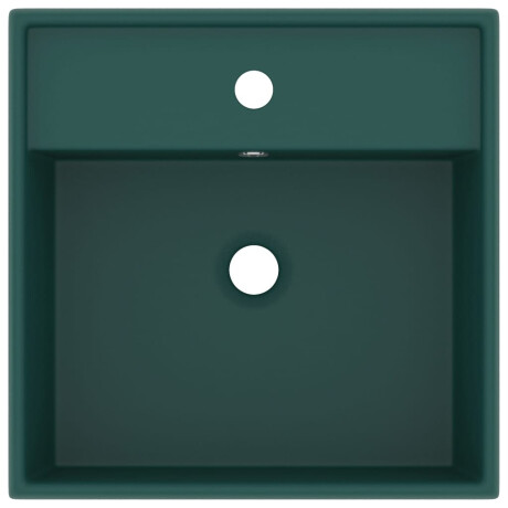 vidaXL Wastafel met overloop vierkant 41x41cm keramiek mat donkergroen afbeelding3 - 1